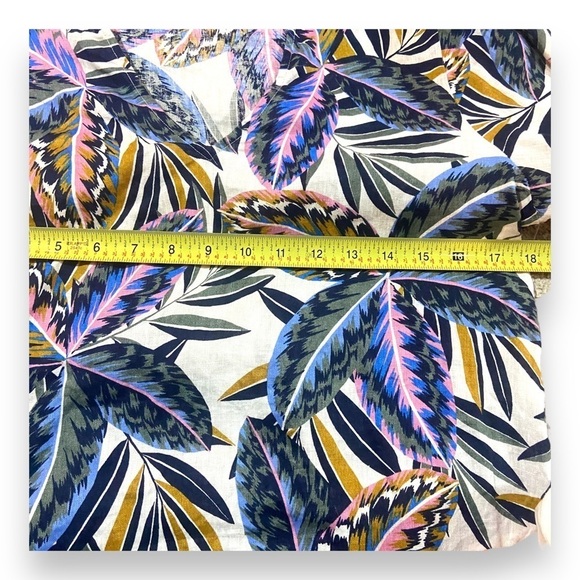 Boden V Neck Puff Sleeve 100% Linen Popover Botanical Print Sz 6 - Picture 5 of 8